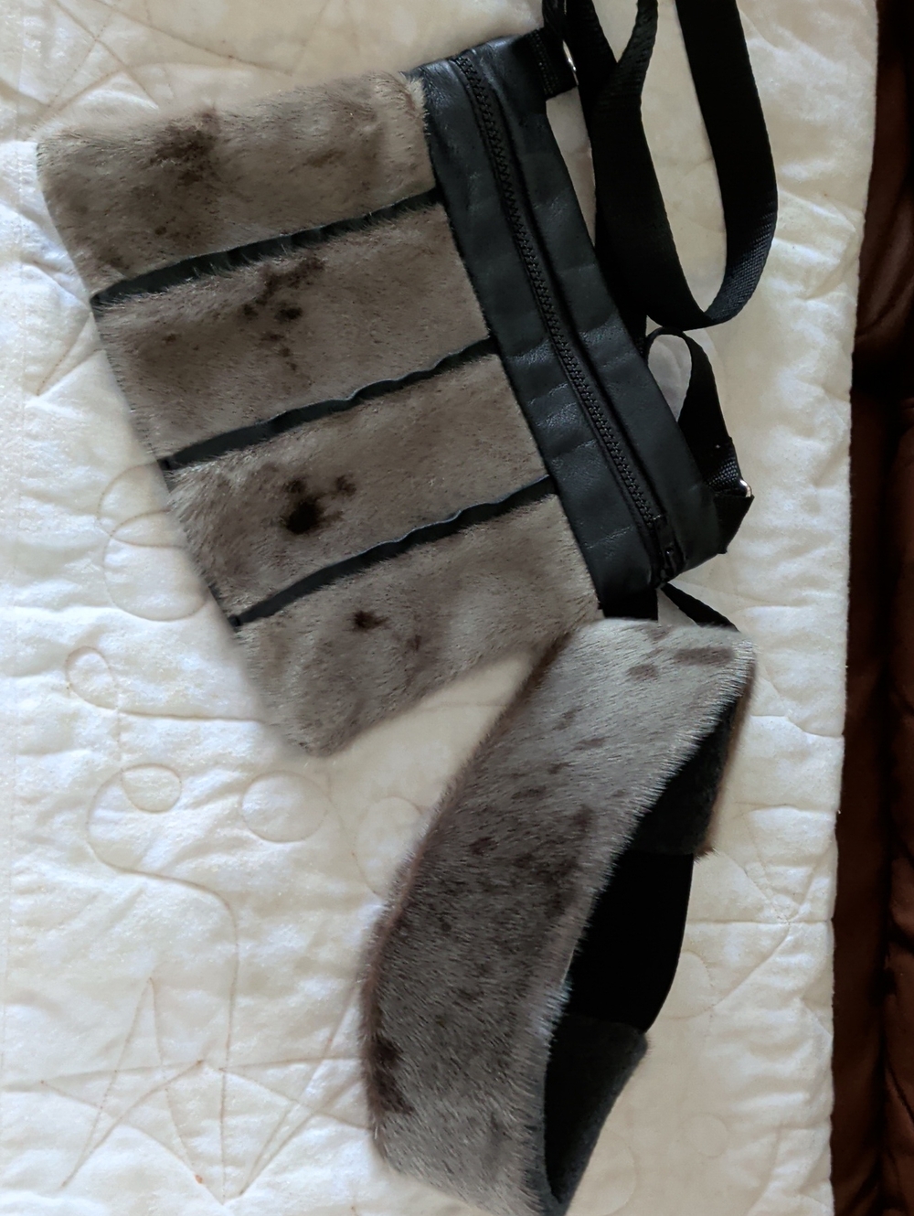 Luxury Sealskin Fur Crossbody Bag with Matching Fur Headband